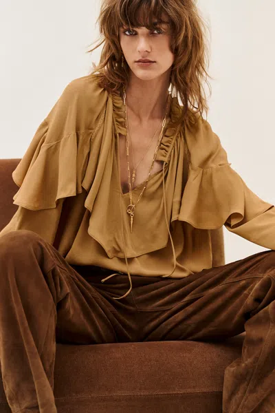 Ba&sh Long Sleeves Round Collar Blouse Betty For Women In Brown