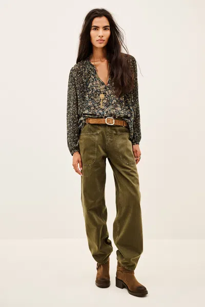 Ba&sh Long Sleeves Round Collar Blouse Kross For Women In Green
