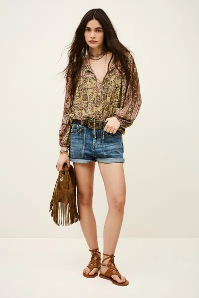Ba&sh Long Sleeves Round Collar Blouse Pamila For Women In Yellow
