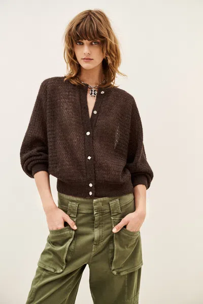 Ba&sh Long Sleeves Round Collar Cardigan Isolar For Women In Brown