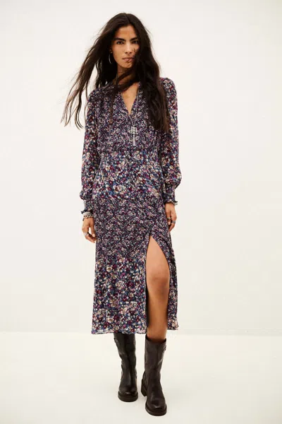 Ba&sh Long Sleeves Round Collar Dress Kacy For Women In Blue