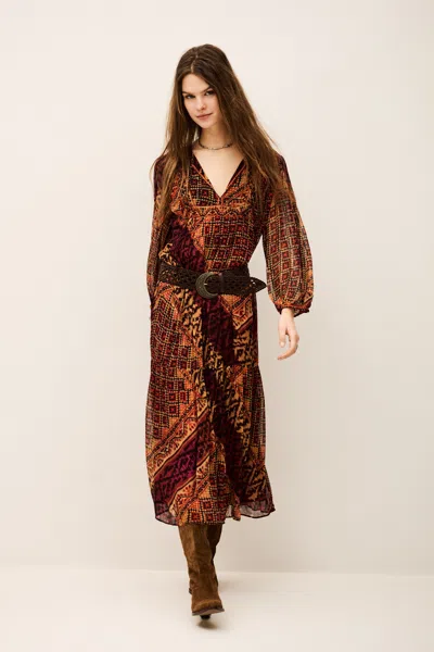 Ba&sh Long Sleeves Round Collar Dress Oria For Women In Multi