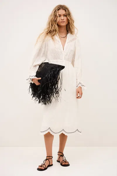 Ba&sh Long Sleeves Round Collar Dress Prisco For Women In White