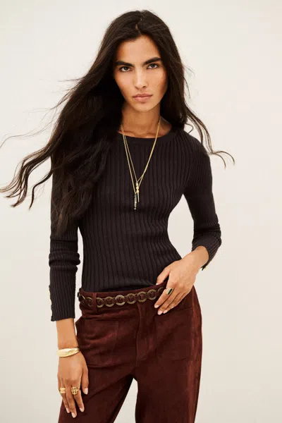 Ba&sh Long Sleeves Round Collar Jumper Palma For Women In Brown