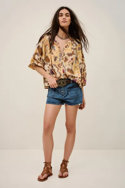 Ba&sh Long Sleeves Round Collar Shirt Maelle For Women In Yellow