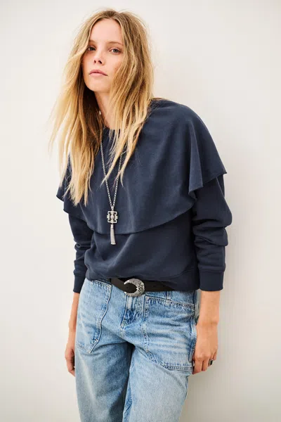 Ba&sh Long Sleeves Round Collar Sweatshirt Dehina For Women In Blue
