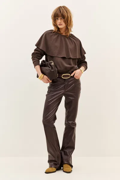 Ba&sh Long Sleeves Round Collar Sweatshirt Dehina For Women In Brown