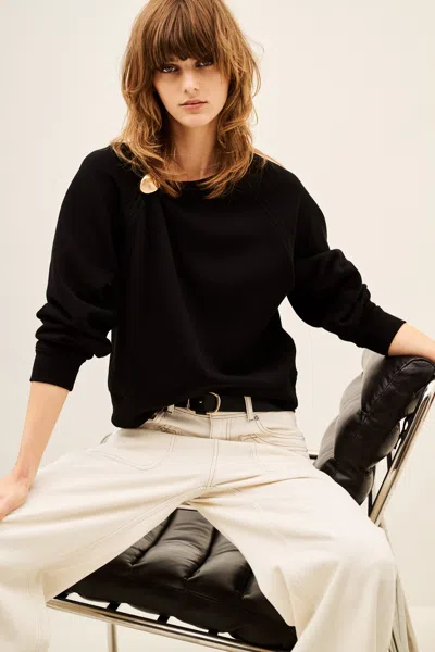 Ba&sh Long Sleeves Round Collar Sweatshirt Della For Women In Black