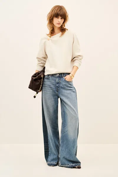 Ba&sh Long Sleeves Round Collar Sweatshirt Della For Women In Cream
