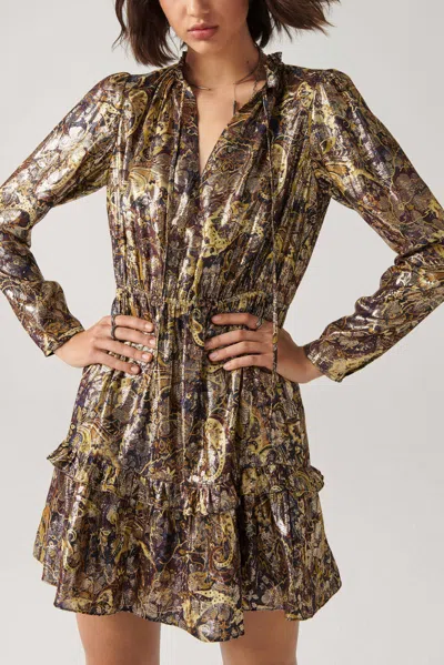 Ba&sh Long Sleeves Ruffled Collar Collar Dress Capi For Women In Brown