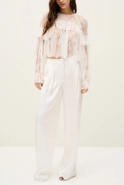 Ba&sh Long Sleeves Sleeve Round Neck Collar Blouse Clavio For Women In White