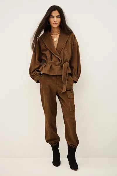 Ba&sh Long Sleeves Tailored Collar Jacket Manon For Women In Brown