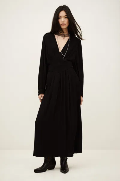 Ba&sh Long Sleeves V-neck Collar Dress Ambra For Women In Black
