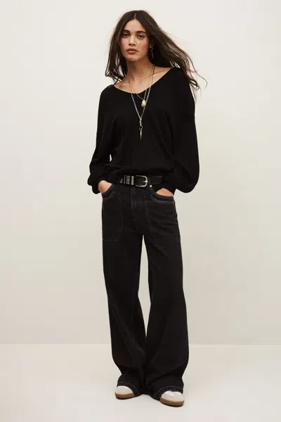 Ba&sh Long Sleeves V-neck Collar Jumper Brenda For Women In Black