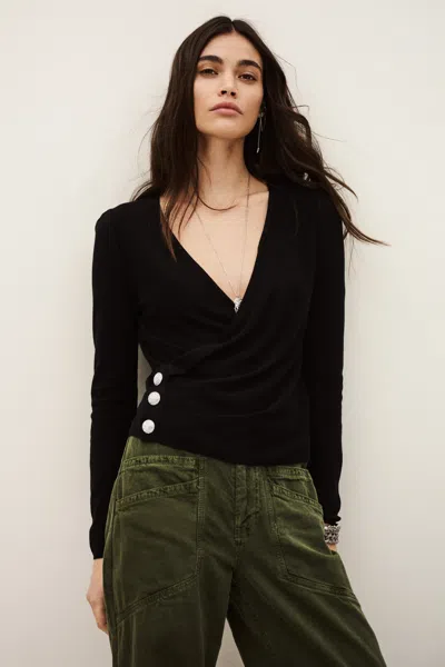 Ba&sh Long Sleeves V-neck Collar Jumper Hugo For Women In Black