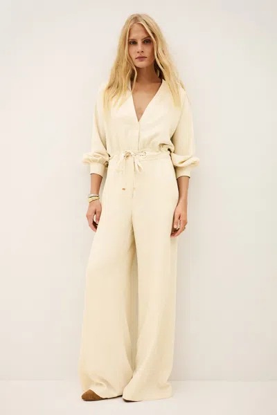 Ba&sh Long Sleeves V-neck Collar Jumpsuit Pere For Women In Cream