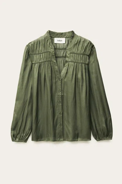 Ba&sh Long Sleeves V-neck Collar Shirt Cessia For Women In Green