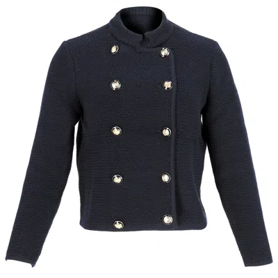 BA&SH BA & SH LOUMAN DOUBLE-BREASTED CARDIGAN IN NAVY BLUE COTTON