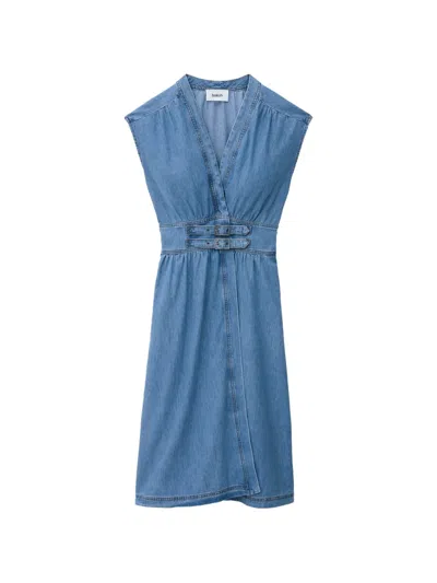 Ba&sh Love Belted Denim Dress In Blue