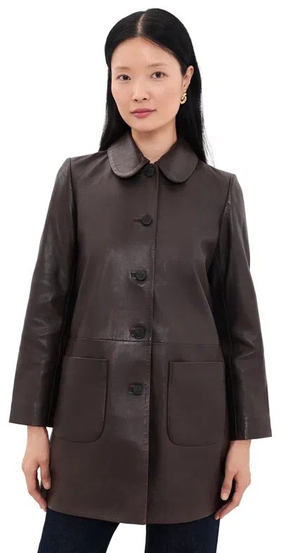 Ba&sh Madie Leather Coat Marron