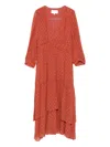 Ba&sh Maia Metallic-dot Tiered Midi Dress In Red