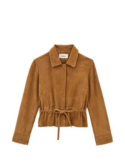 Ba&sh Manita Drawstring Suede Jacket In Brown
