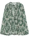 Ba&sh Menaelle Khaki Beige Printed Blouse In Multi