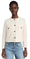 Ba&sh 'meredith' White Crop Jacket With Round Neck And Metal Buttons In Ecru