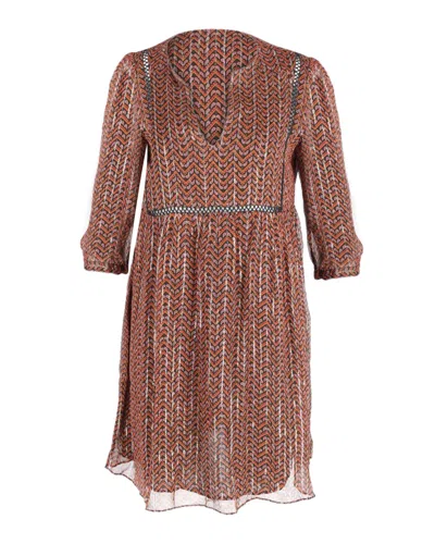 Ba&sh Ba & Sh Mesh Sleeves Mini Dress In Orange Print Viscose In Brown