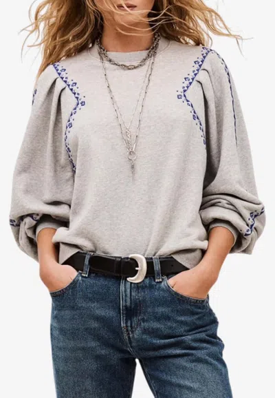 Ba&sh Mesta Embroidered Sweatshirt In Gray