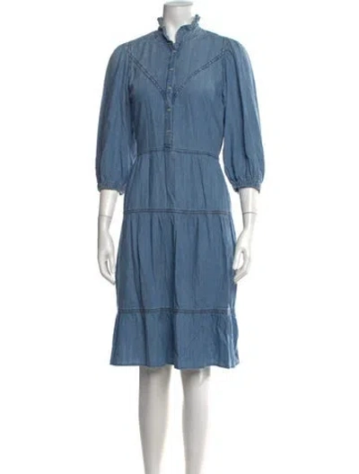 Pre-owned Ba&sh Midi Length Dress In Blue