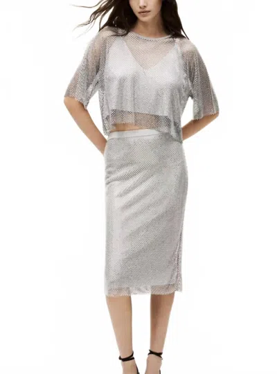 Ba&sh Midi Meshy Skirt In Grey In Silver