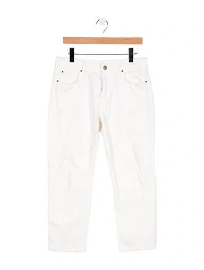 Pre-owned Ba&sh Mid-rise Straight Leg Jeans In White