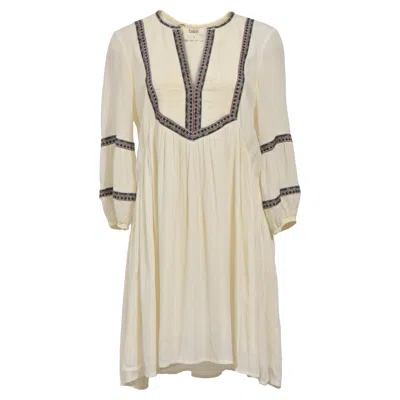Pre-owned Ba&sh Ba & Sh Mini Dress In Ecru Viscose In White