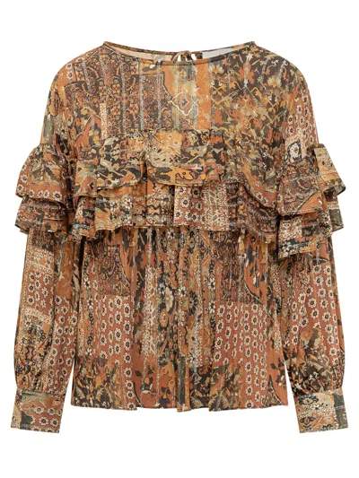 Ba&sh Ba & Sh Mini Dress With Textured Finish In Ocre