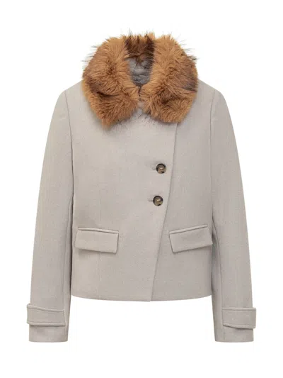 Ba&sh Ba & Sh Mini Jacket With Neck In Gray