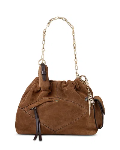 Ba&sh Ba & Sh Mini Jun Crinkle Suede Tote In Brown