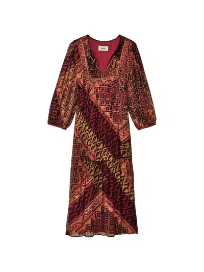 Ba&sh Mm Oria Purple Combi Diamonds Dress In Brown