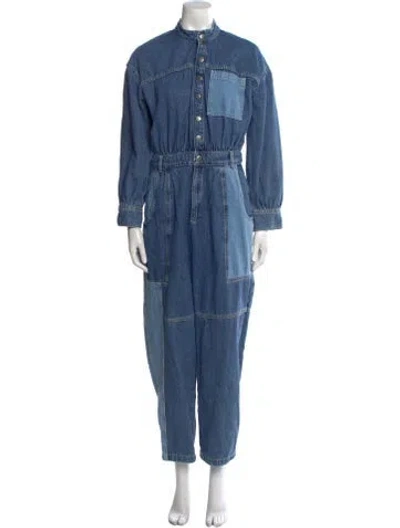 Pre-owned Ba&sh Mock Neck Jumpsuit In Blue
