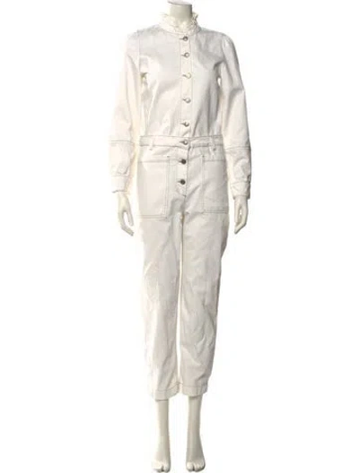 Pre-owned Ba&sh Mock Neck Jumpsuit In White