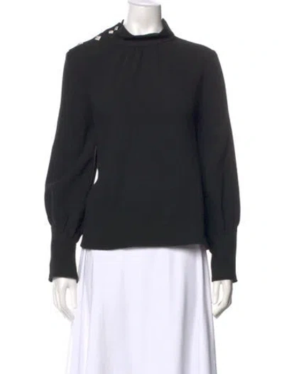 Pre-owned Ba&sh Mock Neck Long Sleeve Blouse In Black