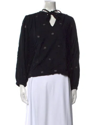 Pre-owned Ba&sh Mock Neck Long Sleeve Blouse In Black