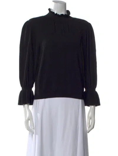 Pre-owned Ba&sh Mock Neck Long Sleeve Blouse In Blue