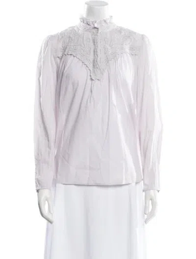 Pre-owned Ba&sh Mock Neck Long Sleeve Blouse In Gray