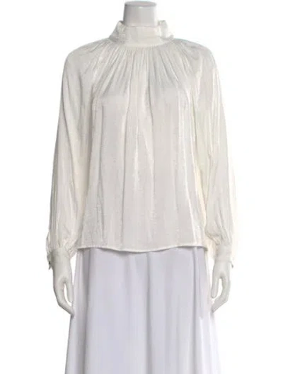 Pre-owned Ba&sh Mock Neck Long Sleeve Blouse In Neutral