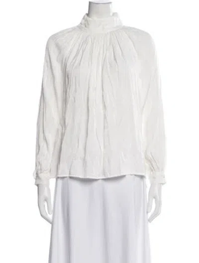 Pre-owned Ba&sh Mock Neck Long Sleeve Blouse In Neutrals