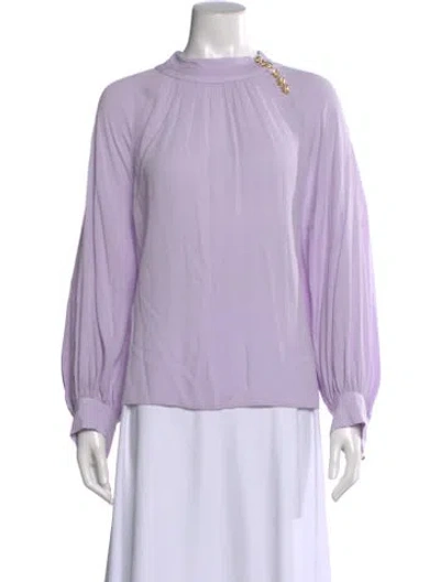Pre-owned Ba&sh Mock Neck Long Sleeve Blouse W/ Tags In Purple