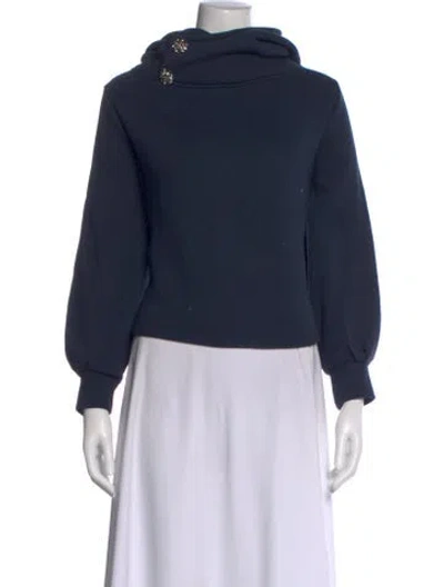 Pre-owned Ba&sh Mock Neck Long Sleeve Sweatshirt In Blue