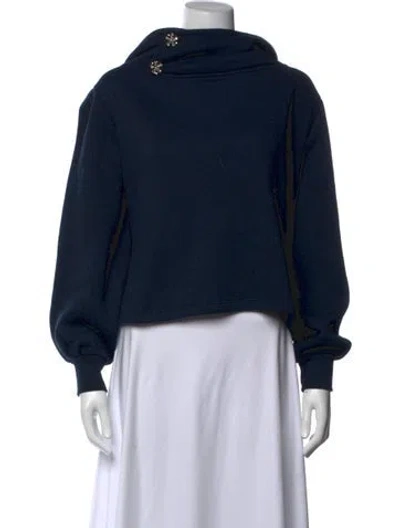 Pre-owned Ba&sh Mock Neck Long Sleeve Sweatshirt In Blue