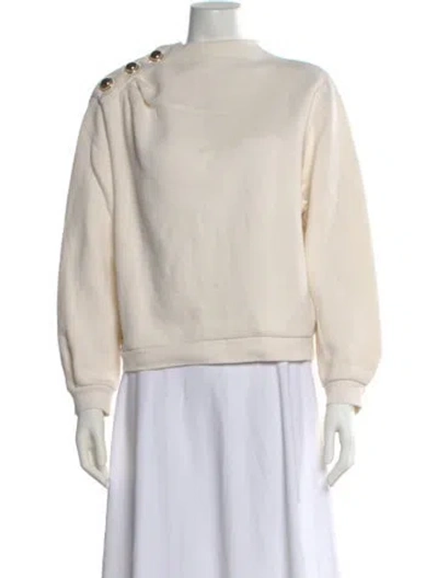 Pre-owned Ba&sh Mock Neck Long Sleeve Sweatshirt In White